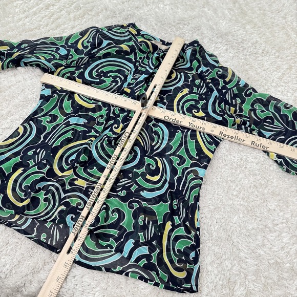Banana Republic Blouse Womens Medium Swirl Print LS Boho Abstract Hippie Gypsy - Picture 4 of 11